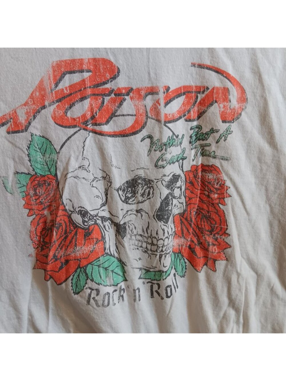 Large T-shirt Poison Glam Band Rock N Roll Skull Graphic T Shirt Cotton